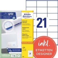 Zweckform 3481 Universaletiketten 70x41mm wei&szlig;...