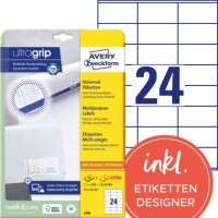 Zweckform 3490 Universaletiketten 70x36mm wei&szlig;...