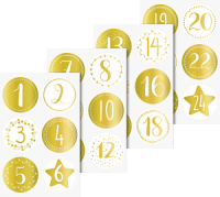 Heyda 20-3780809 Sticker Adventskalenderzahlen rund gold 4cm