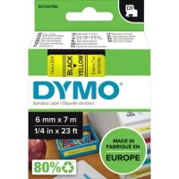 Dymo S0720790 Schriftband D1 6mm x 7m schwarz auf gelb