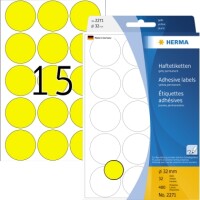 Herma 2271 Markierungspunkte &Oslash;32mm gelb / 480St.