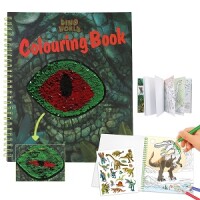 Depesche 12757_A Dino World Colouring Book mit Pailletten