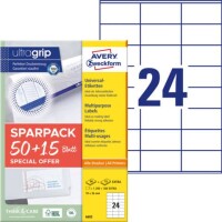 Zweckform 6602 Universaletiketten 70x36mm wei&szlig;...