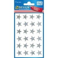 Zweckform 52256 Weihnachtssticker Sterne silber / 24St.